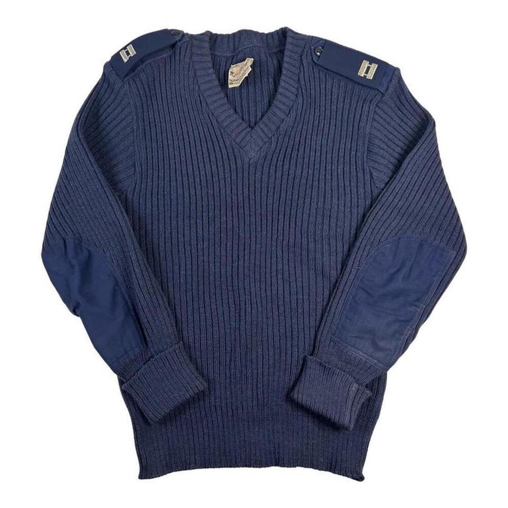 Vintage military sweater 70s wool navy sz 46 / m